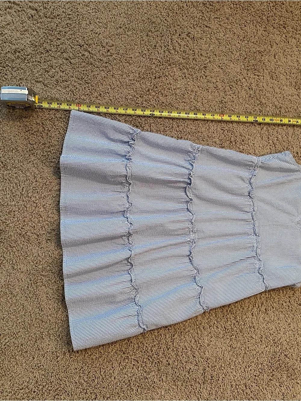 J. Crew Blue and White Striped Tiered V-Neck Midi Dress